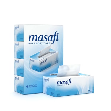 Masafi Facial Tissue 200 Sheets 2 Ply Pack of 4