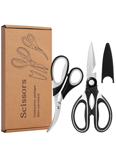 Pack Kitchen Scissors Heavy Duty Stainless Steel Cooking Shears with Cover for Cutting Meat Food Fish Poultry Multipurpose Sharp Sissors