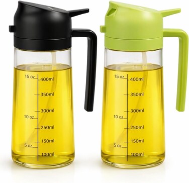 LIVVY 2-Pack Oil Dispenser &amp; Spray Bottle Set &ndash; 15oz / 400ml Olive Oil Sprayer For Cooking, Air Fryer &amp; Kitchen Use, Home &amp; Kitchen Gadgets