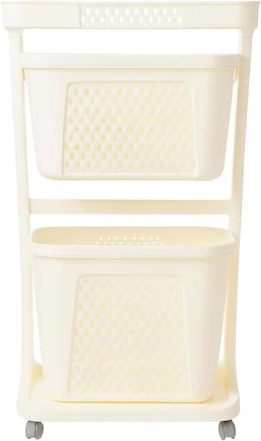 LIVVY 3 Tier Plastic Storage Organizer Cart With Wheels &ndash; Laundry Organizers and Storage &ndash; Multipurpose Basket Rack For Kitchen, Bathroom &amp; Home