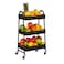 LIVVY 3-Tier Metal Storage Trolley With Wheels &ndash; White Rolling Utility Cart For Kitchen, Bathroom, or Office, Multi-Purpose Organizer Rack