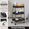 LIVVY 3-Tier Metal Storage Trolley With Wheels &ndash; White Rolling Utility Cart For Kitchen, Bathroom, or Office, Multi-Purpose Organizer Rack