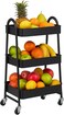 LIVVY 3-Tier Metal Storage Trolley With Wheels &ndash; White Rolling Utility Cart For Kitchen, Bathroom, or Office, Multi-Purpose Organizer Rack