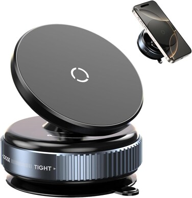 Generic Car Phone Holder - Magnetic Vacuum Suction Mount, 360&deg; Adjustable Phone Holder Car For Mirror/Wall/Gym, Quick Lock Compatible With iPhone &amp; Android