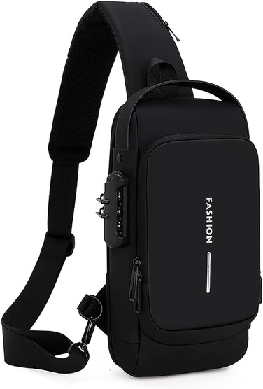 Generic Crossbody Sling Bag &ndash; Waterproof Leather Chest Shoulder Backpack For Men &amp; Women, Casual Travel Daypack With USB Charging Port, Design For Hiking &amp; Everyday Use