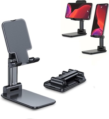 Generic Foldable Cell Phone Stand For Desk &ndash; Portable Mobile Phone Holder For 3.5" - 7.9" Devices, Adjustable &amp; Rotatable Stand For iPhone, iPad, Tablets, and Smartphones