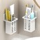 LIVVY Wall-Mounted Toothpaste Holder , Strong Adhesive Bathroom Storage Rack, Multifunctional Toothbrush Organizer For Bathroom, Easy Installation, Free Punching,
