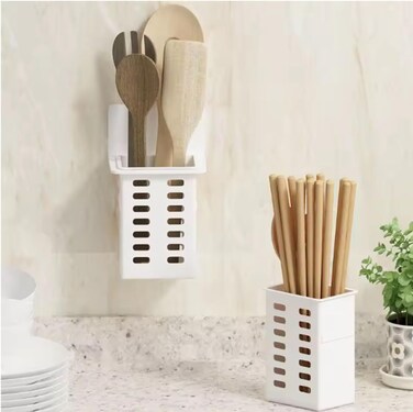 LIVVY Wall-Mounted Toothpaste Holder , Strong Adhesive Bathroom Storage Rack, Multifunctional Toothbrush Organizer For Bathroom, Easy Installation, Free Punching,