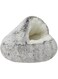 Devilfish Long hair round with cover dog kennel cat kennel Cat Bed Dog Bed (Diameter24inch, Grey)