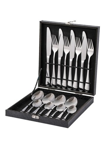 Stainless Steel Cutlery Dishwasher Safe Fork knife Spoon and Teaspoon, Silverware for Home Office Party Camping Flatware Eating Utensils Silver