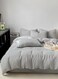 Home Single Size 4 Piece Bedding Set Without Filling, Washable Cotton Light Grey Color.
