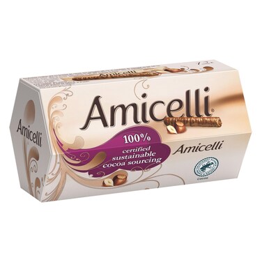 Amicelli Hazelnut Creme Filling Milk Chocolate Wafer Rolls, 150g