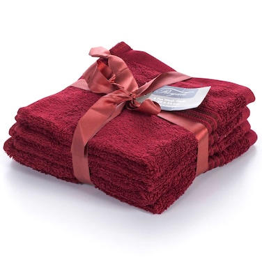 Cannon Plain Face Towel, Red, 33x33cm, 550 GSM, 100% Cotton, 4 PCS