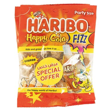 Haribo Happy Cola Fizz Sour Jelly Candy, 160g Pack of 2