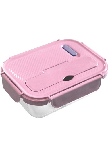 Glass Food Storage Containers with Lid Airtight Glass Bento Lunch Box Microwave Oven Freezer Dishwasher Safe Snack Container (2-Grid)