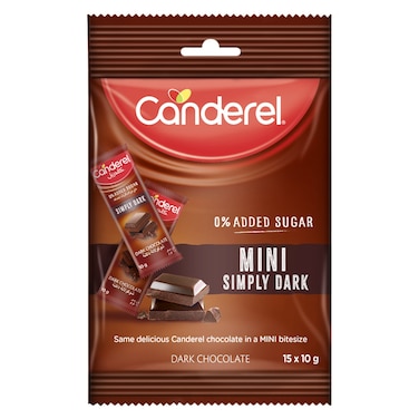 Canderel Simply Mini No Added Sugar Dark Chocolate Bar, 10g Pack of 15