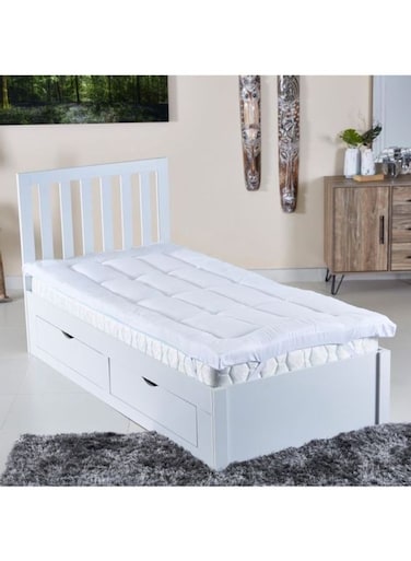 Box Hilton Single Size Mattress Topper Microfiber White 200x90cm