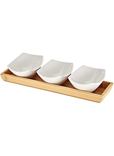 Symphony Bambu Oval Serving Set, White