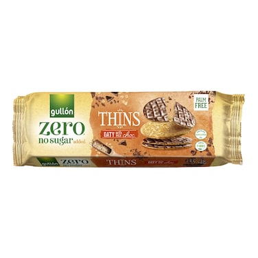 Gullon Zero No Sugar Added Thins Oaty with Milk Choco Biscuits, 150g