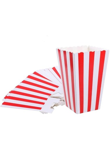 MAKINGTEC Red Striped Popcorn Boxes, Classic Popcorn Containers for Movie Night, Carnival Parties, Candy Containers for Movie Party Theme, Theater Themed Decorations, Carnival Party Circus (36 Pcs)