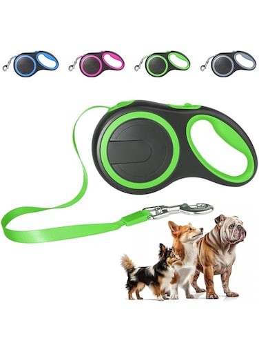 Quick Release Lead Automatic Retractable Pet Dog Leash - Lock Polyester Tape Dog Chain - 360&deg; Tangle-Free, Anti-Slip Dog Rope, Pet Accessories (Green))