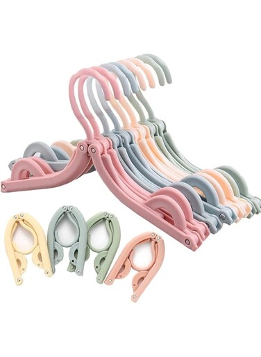 SWIUKPHE Foldable Travel Hangers - Portable Folding Collapsible Clothes Hangers Lightweight Travel Accessories Foldable Clothes Drying Rack Dorm Hanger for Travel School Home with Clothesline 8 Pcs