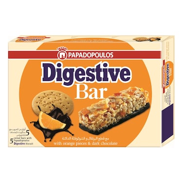 بابادوبولوس لوح حبوب دايجستيف بالبرتقال والشوكولاته الداكنة، 140 غرام