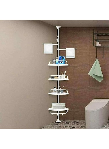 Delavala 4 Tier Adjustable Shelf Bathroom Organizer Corner Shower Caddy Holder, Stainless Telescopic Shower Corner Bathroom Shelf Rack Heavy Duty, Shelf Stand 4 Tier Adjustable Bathroom Corner Rack