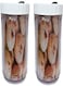 Suncook Wise Adjustable Airtight Food Cereal Storage Container Push Down To Remove Air And Adjust Contents Between Set Of 2 Pieces Between 23 Oz And 46 Oz With Gift 6 Pieces Spice Spoons (White)