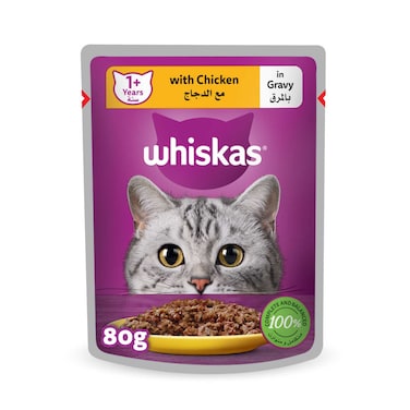Whiskas Chicken in Gravy Wet Cat Food Pouch, 80g