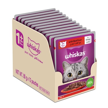 Whiskas Beef Liver in Gravy Wet Cat Food, Pack of 4, 80g