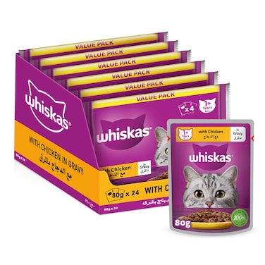 Whiskas Chicken in Gravy Wet Cat Food Pack of 24x80g