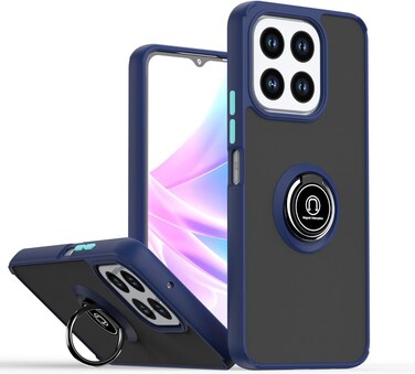 Case for Honor X6b Case Cover Metal Ring Holder Grip Kickstand Car Magnetic Mount Shockproof Matte Hard Back Bumper Case for Samsung Honor X6B 2024 (Blue)