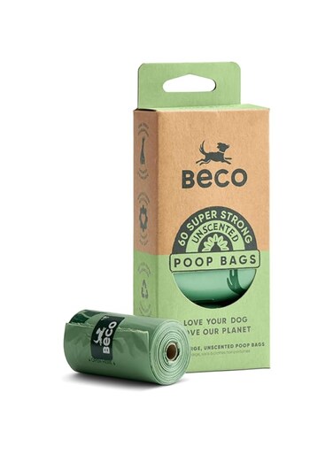 Beco Strong &amp; Large Poop Bags - 60 Bags (4 Rolls of 15) - Unscented - Dispenser Compatible Dog Poo Bags