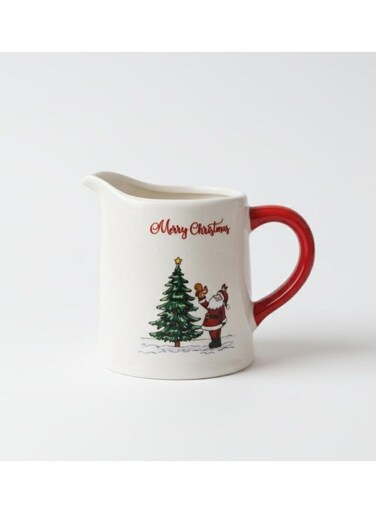 White &amp; Red Ceramic Christmas Teapot 600 ml &acirc;&euro;&ldquo; Merry Christmas Themed Holiday Teapot