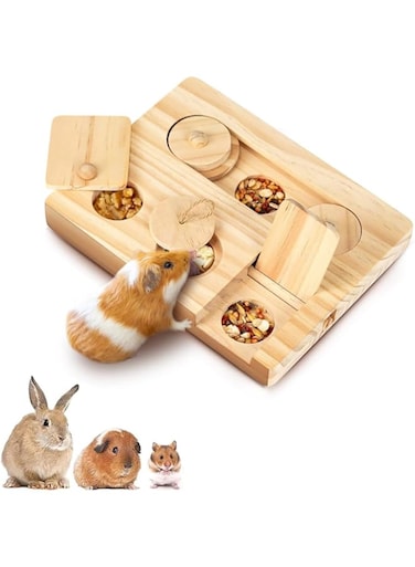 Azonee Hamster Foraging Toys, 6 in 1 Hamsters Wooden Interactive Enrichment Toys, Enrichment Foraging Toy for Hamster, Bunny, Rat, Chinchilla or Other Small Animals, Mental Stimulation Toy
