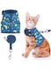 BINGPET Cat Harness with Leash Escape Proof - Fashionable Mesh Cat Dog Walking Harness Leads, Adjustable for Kitties Puppies Small Animals,Galaxy,S