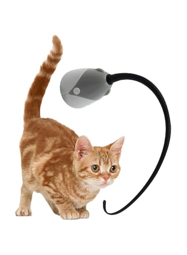 JZS Interactive Cat Toy, Automatic Cat Wand Silicone Tail Teaser Toy 2 in 1 Electronic Interactive Cat Toy for Indoor Cats, USB Rechargeable Cat Toys Self Play (Pink)