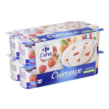 Carrefour Extra Creamy Fruit Yoghurt 125g Pack of 16