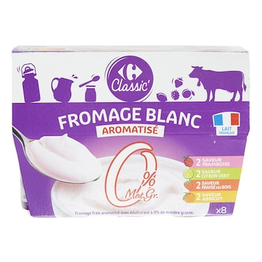 Carrefour Classic 0% Fat Fruits Flavoured Fresh Cheese 100g Pack of 8