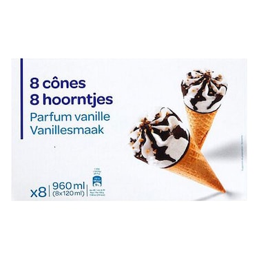 PP Blanc Vanilla Ice Cream Cones 8 Cones 550g