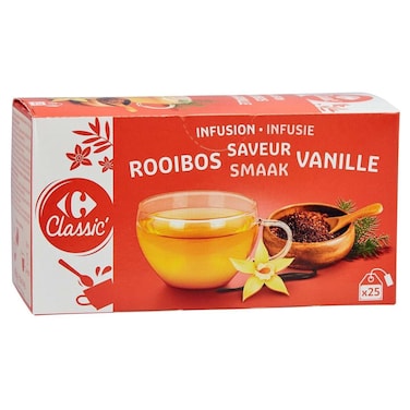 Carrefour Classic' Rooibos and Vanilla Herbal Infusion Tea Bags, 25 Tea Bags