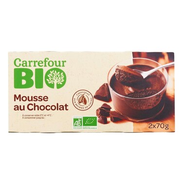 Carrefour Bio Organic Dark Chocolate Mousse 70g Pack of 2