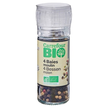 Carrefour Bio Organic 4 Peppercorn Blend with Grinder, 34g