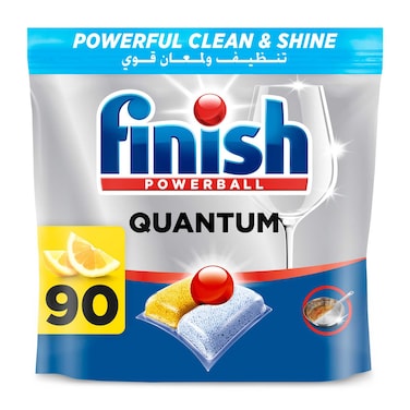 Finish Quantum All in 1 Dishwasher Tablets, Lemon Sparkle Scent, 90 Tabs