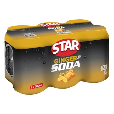 Star Ginger Soda Can, 300ml Pack of 6