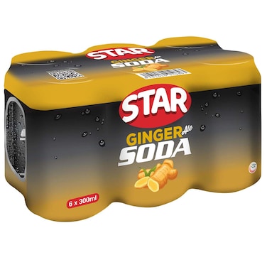 Star Ginger Soda Carbonated Drink, 300ml Pack of 6