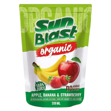 Sunblast Organic Apple, Banana and Strawberry Juice, 200ml