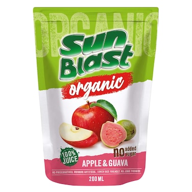 Sunblast Organic Apple and Guava Juice, 200ml