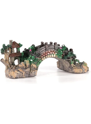 Aquarium Decoration, Fish Tank Ornaments Resin Material Artificial Bridge Model, for Freshwater Aquarium Fish Tank Decoration (Large)
